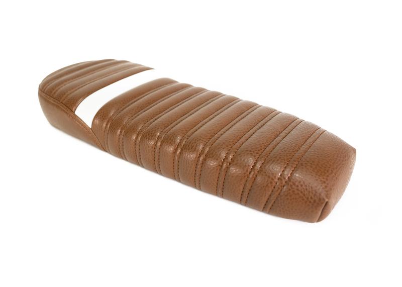 Kanebilt Brown Leather Memory Foam Seat w/ White Accent Stripe For Super73
