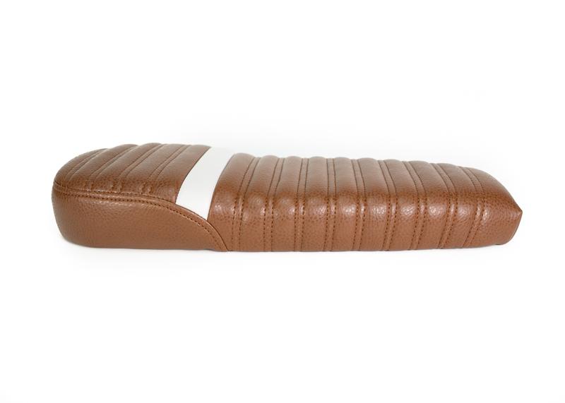 Kanebilt Brown Leather Memory Foam Seat w/ White Accent Stripe For Super73