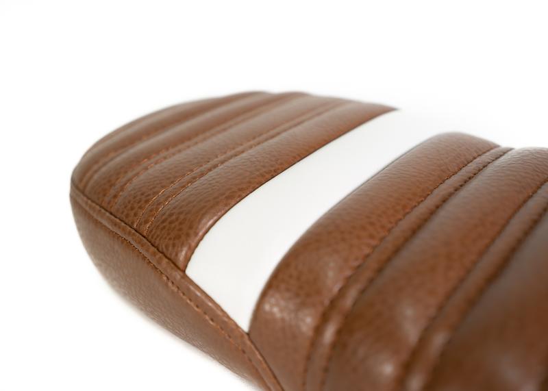 Kanebilt Brown Leather Memory Foam Seat w/ White Accent Stripe For Super73