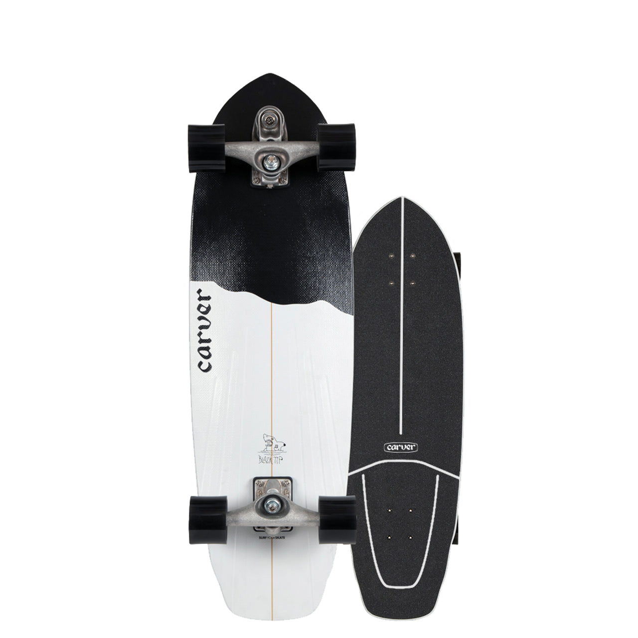 Carver C7 Raw 32.5" Black Tip Surfskate Complete - Carver Skateboards