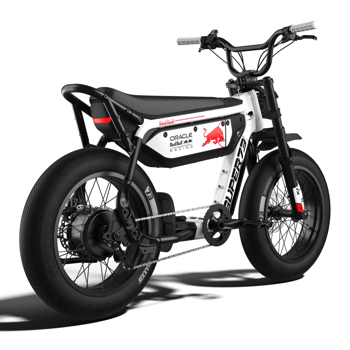 Rear view of the Oracle Red Bull Racing M1D SE ebike in Suzuka White