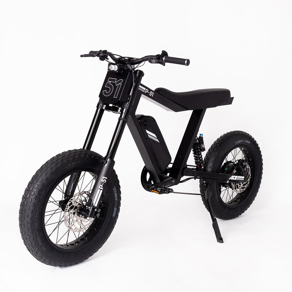P-51 Ace electric bike in Jet Black on white