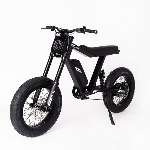 P-51 Ace electric bike in Jet Black on white