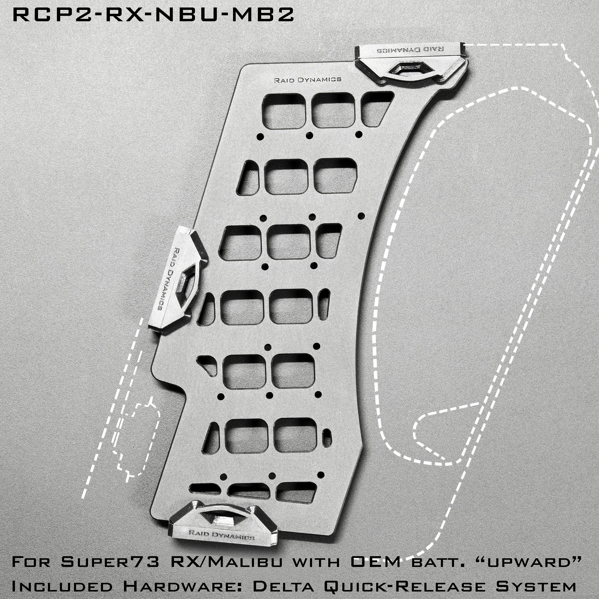 Raid Dynamics RCP2 Molle Plate W/ Delta Quick Release Hardware for Super73 R/RX